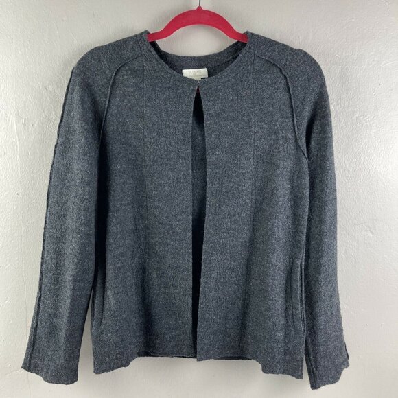 St Tropez West Gray Merino Wool Cardigan Sweater Small cozy lagenlook neutral - Picture 1 of 11